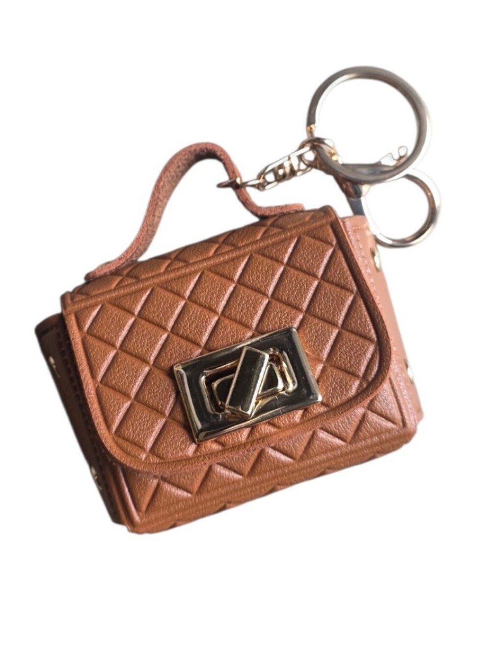 Purse Charm Mini Tote Bag with Gold Hardware Keychain